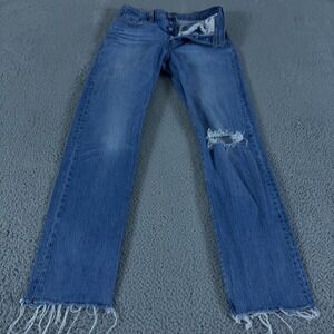 Levis Jeans Womens 28x32 Blue 501 Regular Straight Fit Button Fly Light Wash Raw